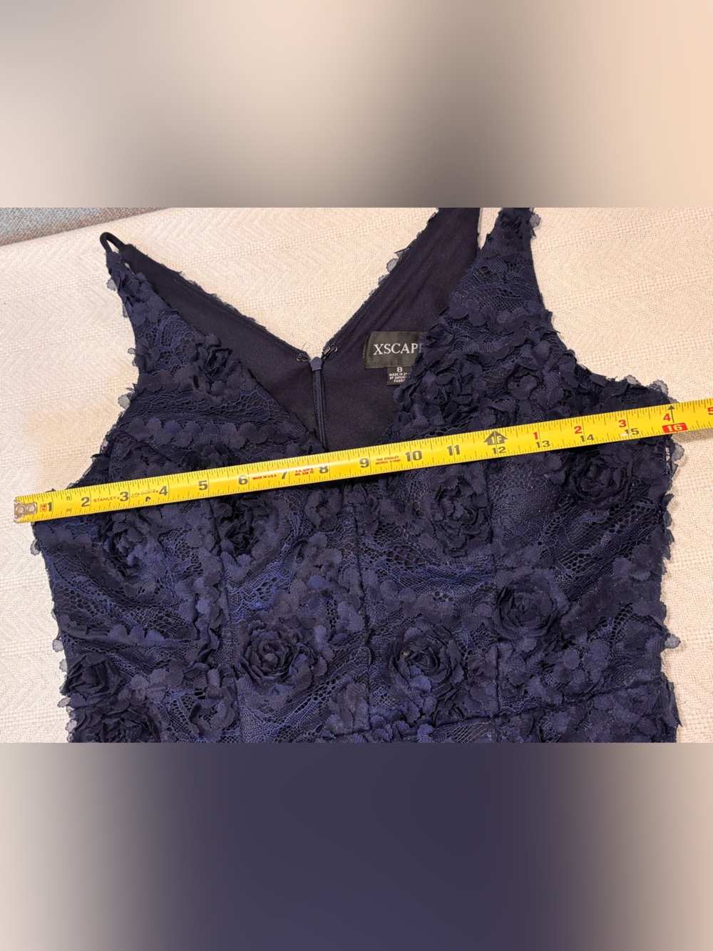 🩵Xscape Navy Floral Lace Midi Dress - Picture 6 of 10